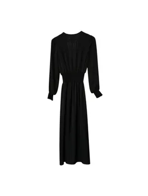 RESA Black Long Sleeve Smocked Waist Maxi Dress Size S thumbnail 2
