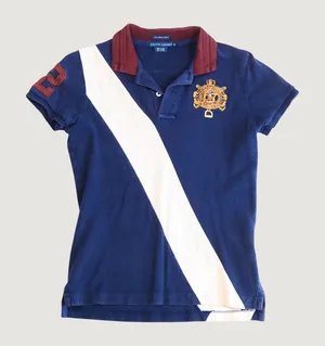 Ralph Lauren Skinny Polo Women M Navy White Sash Crest Equestrian Vintage Y2K thumbnail 1
