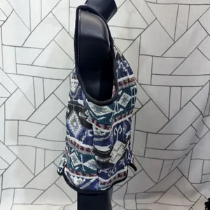 Southwest Canyon Geometric Jacquard Vest M Blue‎ VTG 90s Western Crop Aztec thumbnail 4