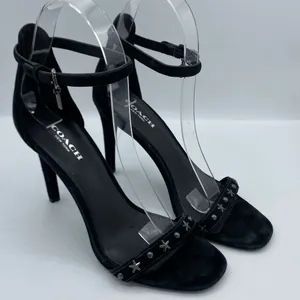 Coach Women’s Black Melrose Suede Heels Size 6.5 studded embellished formal‎ thumbnail 2