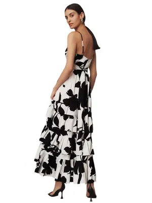 Hutch x Anthropologie - Guthrie Floral Satin Maxi Dress Side Slit Tie Back Sz 2 thumbnail 2