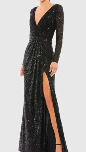 Mac Duggal Long Sleeved Sequin Gown NWT thumbnail 1