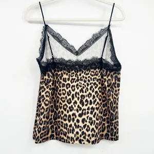 H&M Womens Leopard Animal Print Lace Trim Mob Wife Y2K‎ Cami Tank Top Size M thumbnail 6