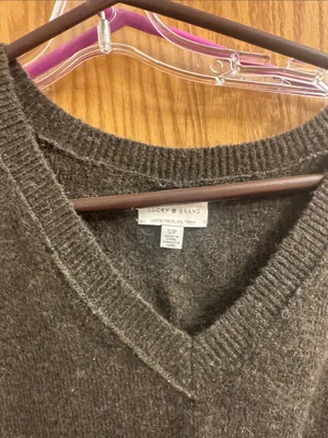 Lucky Brand Women's V-Neck Sweater - Charcoal thumbnail 2
