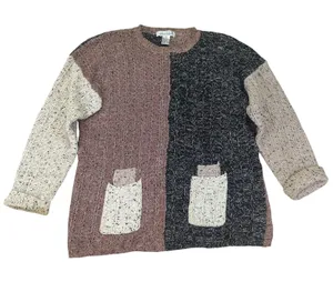Vintage 1995 Debra Lubell Color Block‎ Knit Sweater Pockets 90s Women's Medium thumbnail 1
