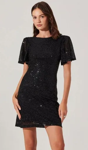 ASTR the label Sequin Flutter Sleeve Mini Dress DAMAGED! Sz M thumbnail 1