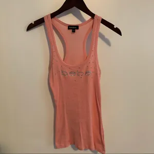bebe Coral Pink Embellished Ribbed Tank Top thumbnail 7