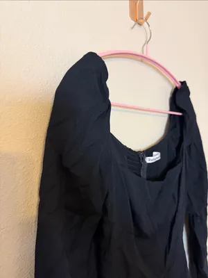 Reformation Sigmund Dress Black Slit‎ Dress Size 2 thumbnail 5