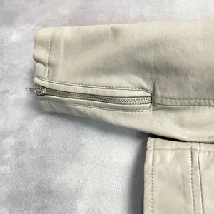 Forever 21 Womens Moto Jacket Size S Faux Leather Biker Cropped Minimal Neutral thumbnail 5