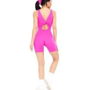 Buffbunny Women Romper XXS Pink Activewear Twist Back Cutout Bodysuit thumbnail 2