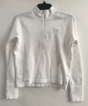 Calia Women's Relaxed Seamless 1/4 Zip in Pure White size L thumbnail 2