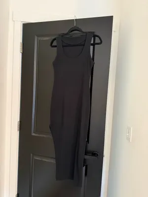 Black ribbed side slit midi dress size 6 thumbnail 5