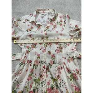 Figueroa & Flower Boho Shirt Dress Medium Beige Floral Cottagecore Retro Prairie thumbnail 12