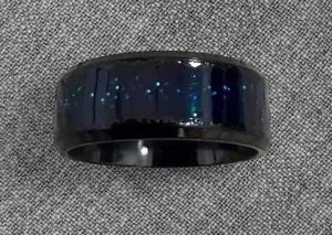 Blue Galaxy Glitter Inlay Band Ring Size 8 - Unisex thumbnail 1