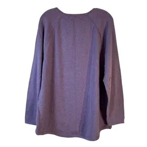 Karen Scott Womens XL Purple Cotton Crew Neck Raglan Pullover Sweater‎ thumbnail 2
