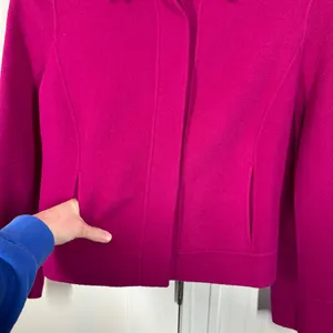 90’s Y2K Anne Klein Fuchsia Magenta Pink Wool Blazer Jacket Boiled Wool medium‎ thumbnail 3