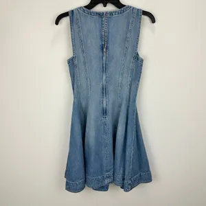 Madewell Circle Mini Dress Airy Denim Ashbury Wash Blue Fit Flare XXS NWT thumbnail 10