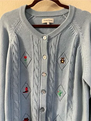 Teddy Fresh Giddy Up Button Up Cardigan Baby Blue Size 2XL thumbnail 5