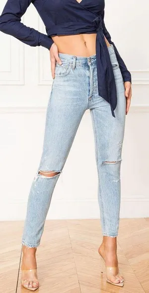 Jamie High Rise Shakedown Destroyed Distressed Hi-Waist Ripped Jeans 25 thumbnail 4