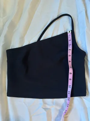 Abercrombie & Fitch One Shoulder Black Crop Tank Top thumbnail 3