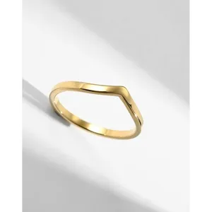14k‎ Gold Filled S925 V Shaped Curve Band Ring, Size 6 thumbnail 3