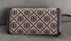 New Tory Burch T Monogram Jacquard Wallet Crossbody Clutch Purse 135846 $348 thumbnail 2