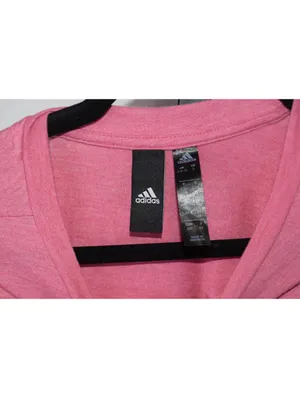 Adidas Shirt Womens Small Heathered Pink Basic Crew Neck Tonal Logo Tee thumbnail 3