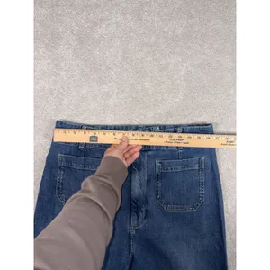 pilcro the skipper jeans 32 tall raw hem‎ Wide Leg Crop Jeans Denim (33x31) thumbnail 8