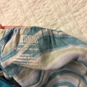 Blue and green swirl pattern PINK pajama shorts thumbnail 3