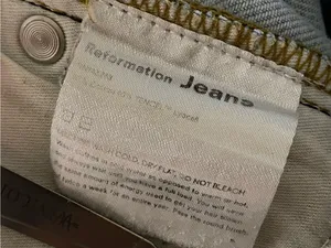 Reformation Cynthia Patch High Rise Straight Leg Distressed Tahoe Wash Denim 24 thumbnail 2