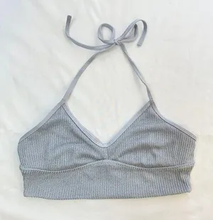 Aerie Real Obsessed Halter Bralette - Metallic/Silver - S thumbnail 8