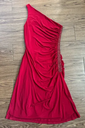 Laundry By Shelli Segal Women’s One Shoulder Beaded Cocktail Dress Size 8 thumbnail 1