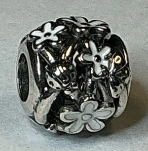 Pandora White Enamel Daisy Meadow Charm S925 ALE Sterling Silver Floral Bead thumbnail 1