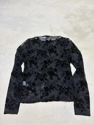 Abercrombie & fitch NWT Sheer Black Floral Long-Sleeve Top small MSRP$50 thumbnail 8
