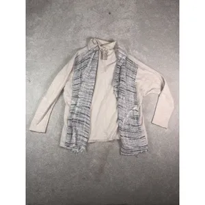 Dolan Anthropologie Mixed Tweed Open Front Cardigan Jacket Raw Edge Fringe S thumbnail 2