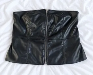 Banana Republic Black Faux Leather Corset Top – Size 10 thumbnail 1
