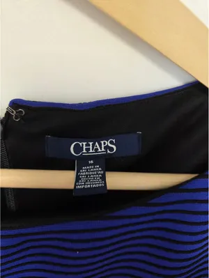 Chaps Plus Womens Striped stretch knit dress blue black stripe size 16 NEW Work thumbnail 5
