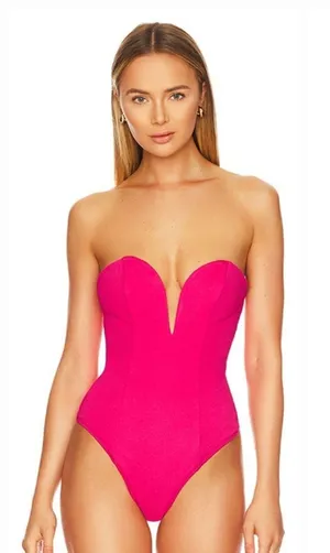 Superdown Gianna Sweetheart Bodysuit in Pink Medium thumbnail 1