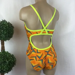 Speedo Orange Print 1 Piece Play The Angels Flyback Athletic Bathing Suit 10 thumbnail 3