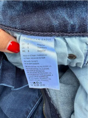 American Eagle Festival Flare Jeans 70s Boho Front Seam Slit Hem Dark Wash 8 thumbnail 12