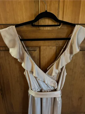 Show Me Your MuMu tan Champagne beige Satin High-Low Dress Size medium thumbnail 5