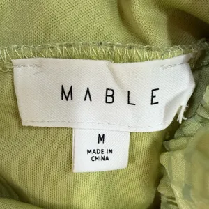 Mable M Medium Babydoll Mini Dress Green Textured Puff Sleeves Pockets‎ Coquette thumbnail 6