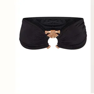Black Hammered Trim Bandeau Bikini Top And Bottom Us M thumbnail 5