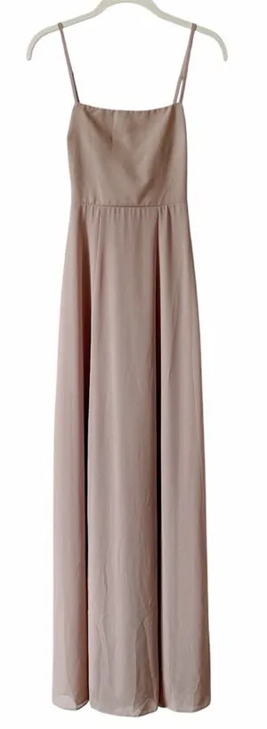 Show Me Your Mumu Lauren Tie Back Maxi Dress Soft Beige Chiffon Size XXS Wedding thumbnail 1