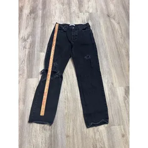 Abercrombie & Fitch The Dad High Rise Distressed Black Straight Leg Jeans 28/6R thumbnail 4