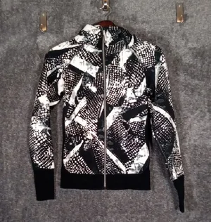 Lululemon Scuba Hoodie Black N White Jacket Womens Size 2 thumbnail 1
