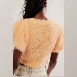 Free People | Sweet Deets Eyelash Sweater in Peach, XS thumbnail 3