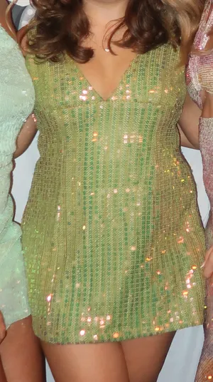 Princess Polly Mini Dress Green Sequin thumbnail 3
