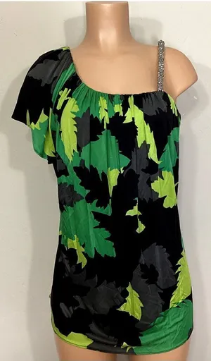 New. Sky silk camo mini dress/shirt with Swarovski crystal strap. Normally $224 thumbnail 1