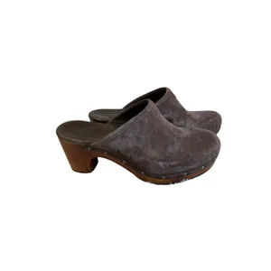 UGG Tan Suede Wooden Heel Clogs Boho‎ Cozy Fall Comfort Shoes Size 7 thumbnail 2